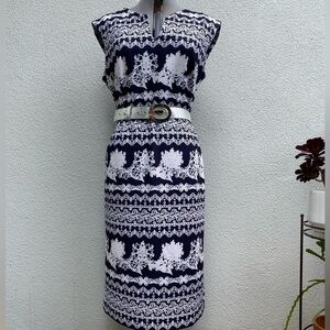 Navy& White sleeveless shift summer dress size XL